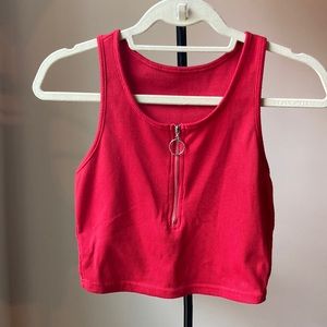 Red Racerback Tank with Front Zipper